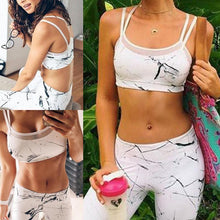 Load image into Gallery viewer, loomrack Marbled White Mesh Crop 2-Piece Yoga Set Yoga Sets