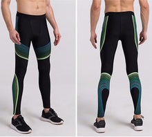 Load image into Gallery viewer, loomrack Men’s Spiral Compression Reflective Leggings Running Tights Green / S