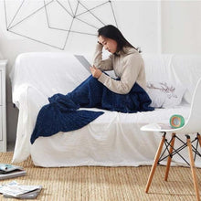 Load image into Gallery viewer, loomrack Mermaid Tail Blanket - Crochet - Adult / Kids / Baby Blankets Dark Blue / Baby 50x80CM