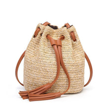Load image into Gallery viewer, loomrack Mini Straw Bucket Bag Top-Handle Bags Brown