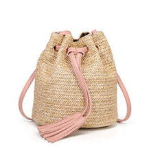 Load image into Gallery viewer, loomrack Mini Straw Bucket Bag Top-Handle Bags Pink