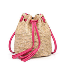 Load image into Gallery viewer, loomrack Mini Straw Bucket Bag Top-Handle Bags Rose