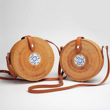 Load image into Gallery viewer, loomrack Porcelain Detail Handmade Rattan Bag Shoulder Bags