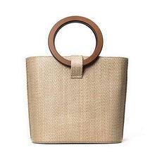 Load image into Gallery viewer, loomrack Rattan Handbag with Wooden Handles Shoulder Bags