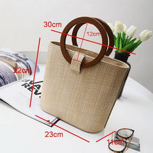 Load image into Gallery viewer, loomrack Rattan Handbag with Wooden Handles Shoulder Bags