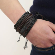 Load image into Gallery viewer, loomrack Retro Adjustable Leather Bangles for Men Charm Bracelets