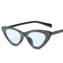 Load image into Gallery viewer, loomrack Retro Cat Eye Pointed Rhinestone Sunglasses Sunglasses Black Blue