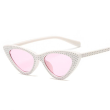Load image into Gallery viewer, loomrack Retro Cat Eye Pointed Rhinestone Sunglasses Sunglasses White Pink
