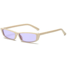 Load image into Gallery viewer, loomrack Retro Micro Lens Rectangle Sunglasses Sunglasses beige frame purple