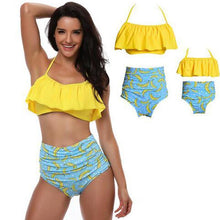 Load image into Gallery viewer, loomrack Retro Mommy and Me Matching Swimsuits - Assorted Styles Family Matching Outfits Yellow / Mom S