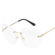Load image into Gallery viewer, loomrack Retro Rimless Dimensional Sunglasses Sunglasses Gold F Flat mirror