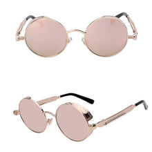 Load image into Gallery viewer, loomrack Retro Round Metal Frame Sunglasses Sunglasses Gold w pink mir