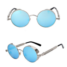 Load image into Gallery viewer, loomrack Retro Round Metal Frame Sunglasses Sunglasses Silver w blue mir