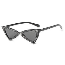 Load image into Gallery viewer, loomrack Rhinestone Triangle Cat Eye Sunglasses Sunglasses full black