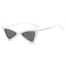Load image into Gallery viewer, loomrack Rhinestone Triangle Cat Eye Sunglasses Sunglasses white
