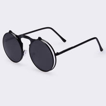 Load image into Gallery viewer, loomrack Round Steampunk Sunglasses for Men Sunglasses Full Black