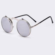 Load image into Gallery viewer, loomrack Round Steampunk Sunglasses for Men Sunglasses Silver