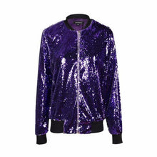 Load image into Gallery viewer, loomrack Sequin Bomber Jacket Jackets Purple / S