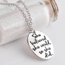 Load image into Gallery viewer, loomrack She Believed She Could so She Did Necklace with Bird Pendant Pendant Necklaces