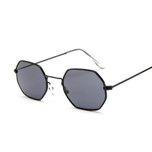 Load image into Gallery viewer, loomrack Small Vintage Metal Hexagon Frame Sunglasses Sunglasses Black Gray