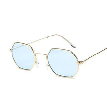Load image into Gallery viewer, loomrack Small Vintage Metal Hexagon Frame Sunglasses Sunglasses Gold Blue