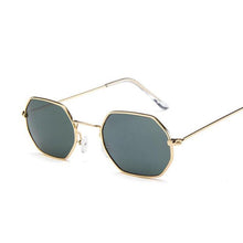 Load image into Gallery viewer, loomrack Small Vintage Metal Hexagon Frame Sunglasses Sunglasses Gold Dark Green