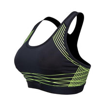 Load image into Gallery viewer, loomrack Spiral Reflective Sports Bra Sports Bras Black Yellow / XL