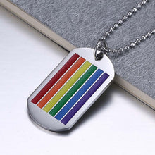 Load image into Gallery viewer, loomrack Stainless Steel Rainbow Pride Tag Necklace Pendant Necklaces