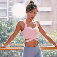 Load image into Gallery viewer, loomrack Strappy Shakeproof Pushup Sports Bra Sports Bras Pink / L