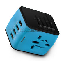 Load image into Gallery viewer, loomrack The Best Universal Travel Adapter for International Jet-Setters Travel Accessories Blue 4-USB