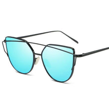 Load image into Gallery viewer, loomrack Thin Metal Frame Cat Eye Sunglasses Sunglasses Black Blue