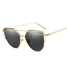 Load image into Gallery viewer, loomrack Thin Metal Frame Cat Eye Sunglasses Sunglasses Gold Black