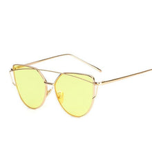 Load image into Gallery viewer, loomrack Thin Metal Frame Cat Eye Sunglasses Sunglasses Gold Yellow O
