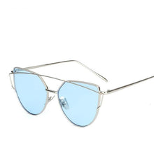 Load image into Gallery viewer, loomrack Thin Metal Frame Cat Eye Sunglasses Sunglasses Silver Blue O
