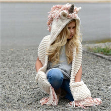 Load image into Gallery viewer, loomrack Unicorn Winter Hat Scarf Wrap With Hand Pockets Baby Accessories