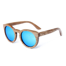 Load image into Gallery viewer, loomrack Unisex Multi-Color Lens Bamboo Shades Sunglasses blue lens