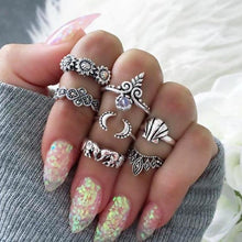 Load image into Gallery viewer, loomrack Vintage Bohemian Ring Sets Rings N11-Set11 Shell Moon