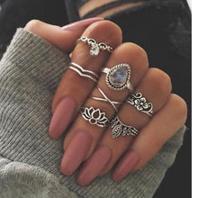 Load image into Gallery viewer, loomrack Vintage Bohemian Ring Sets Rings N17-Set7 Lotus Drops