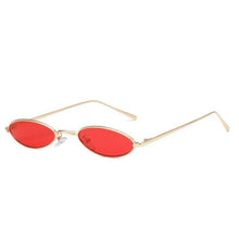 Load image into Gallery viewer, loomrack Vintage Micro Metal Oval Frame Sunglasses Sunglasses Red