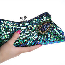 Load image into Gallery viewer, loomrack Vintage Peacock Sequin Evening Bag Evening Bags