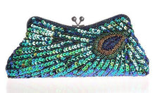 Load image into Gallery viewer, loomrack Vintage Peacock Sequin Evening Bag Evening Bags Blue