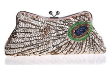 Load image into Gallery viewer, loomrack Vintage Peacock Sequin Evening Bag Evening Bags Champagne