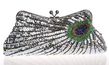 Load image into Gallery viewer, loomrack Vintage Peacock Sequin Evening Bag Evening Bags Silver