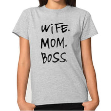 Load image into Gallery viewer, loomrack Wife Mom Boss T-Shirts Grey / S