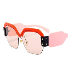 Load image into Gallery viewer, Oversized Half Frame Rimless Retro Acrylic Sunglasses Sunglasses D325 red pink
