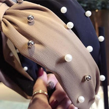 Load image into Gallery viewer, Pearls Solid Bow Knotted Hairband Headbands color 1