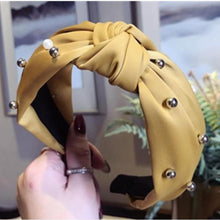 Load image into Gallery viewer, Pearls Solid Bow Knotted Hairband Headbands color 1