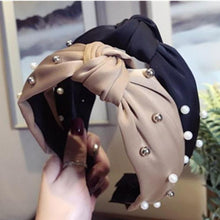 Load image into Gallery viewer, Pearls Solid Bow Knotted Hairband Headbands color 5