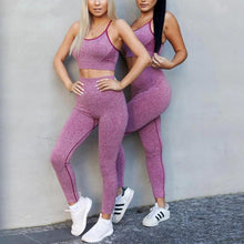 Load image into Gallery viewer, Power Seamless Quick Dry Yoga Set Leggings Blue / S