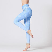 Load image into Gallery viewer, Premium Flower Print High Waist Leggings Leggings Blue Long / S